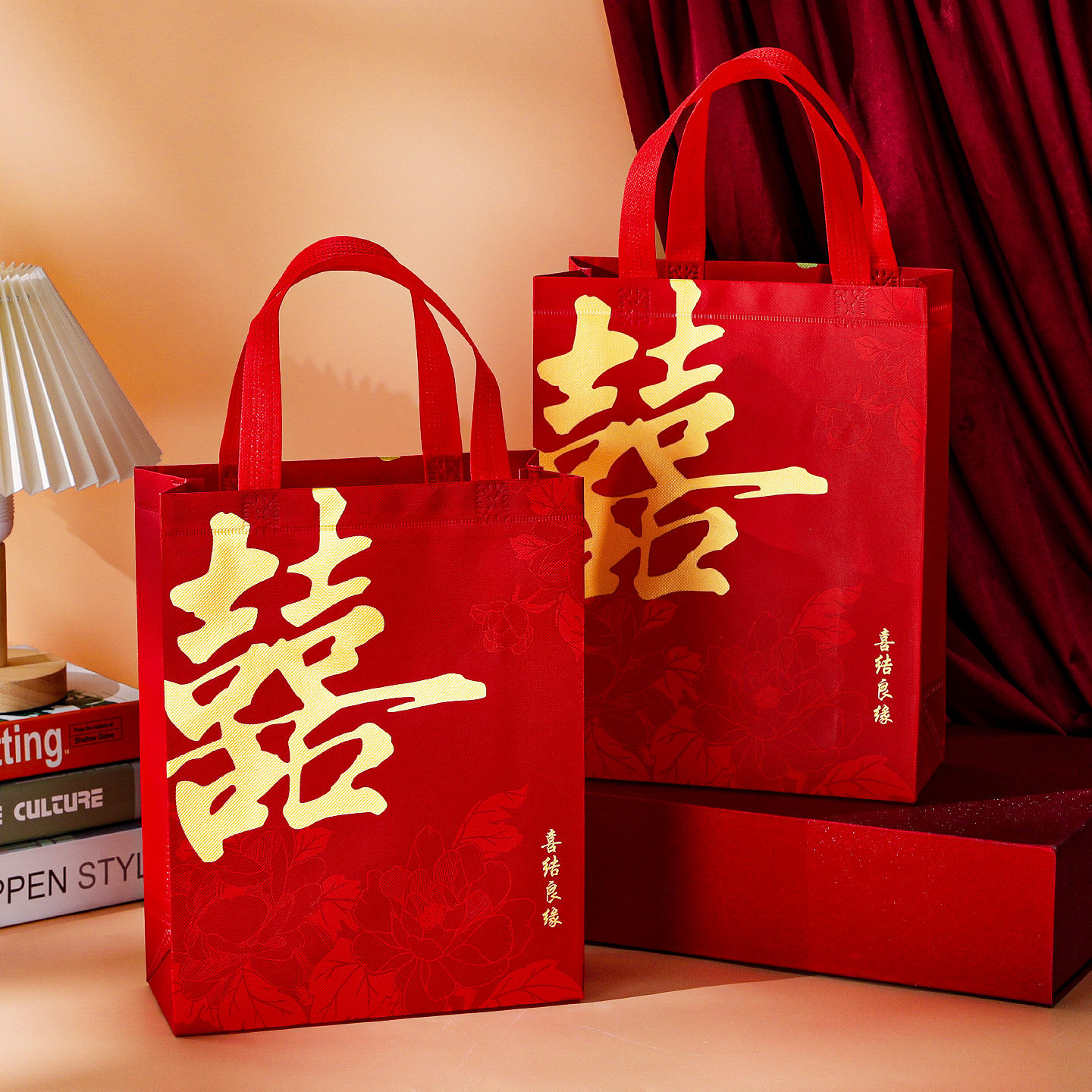 结婚礼品袋红色大号喜糖袋子婚庆用品手提袋无纺布袋回礼袋礼物袋