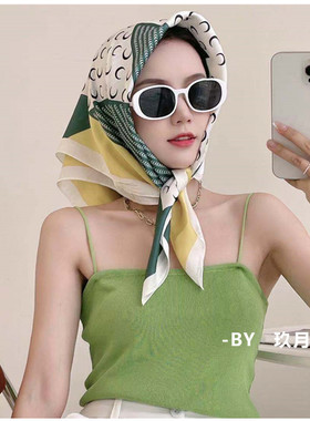 ins显白气质亮色西装绑发领巾