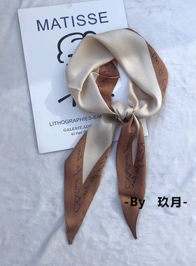 韩国ins简约气质菱形绑发小领巾