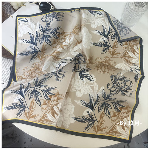 春秋花朵中国风丝巾领巾
