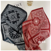 韩国ins街舞嘻哈红色腰果装 饰头巾复古文艺洋气绑发发带领巾丝巾