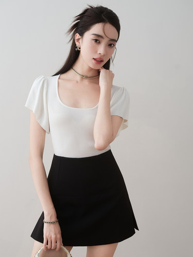 ronron套头U领针织T恤