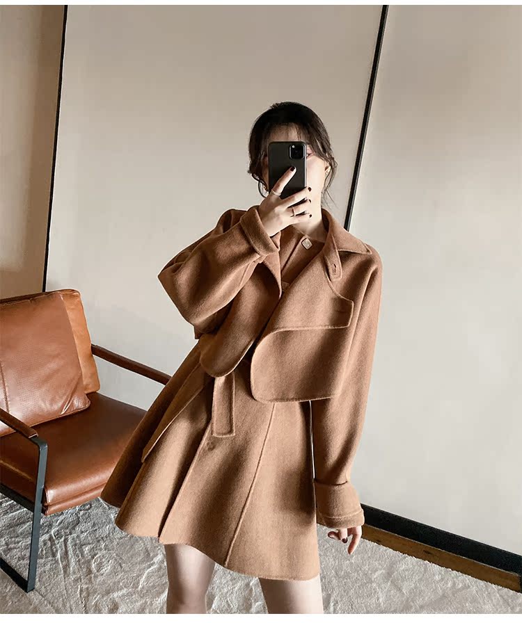 毛呢原创双面呢两件套拜年毛呢