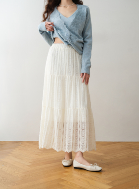 ron&ron法式温柔风提花纹理半身裙2025冬季日常高腰显瘦中长女裙