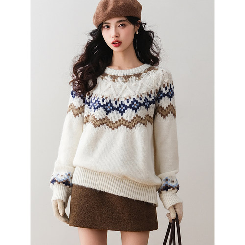 ron&ron复古费尔岛提花针织毛衣