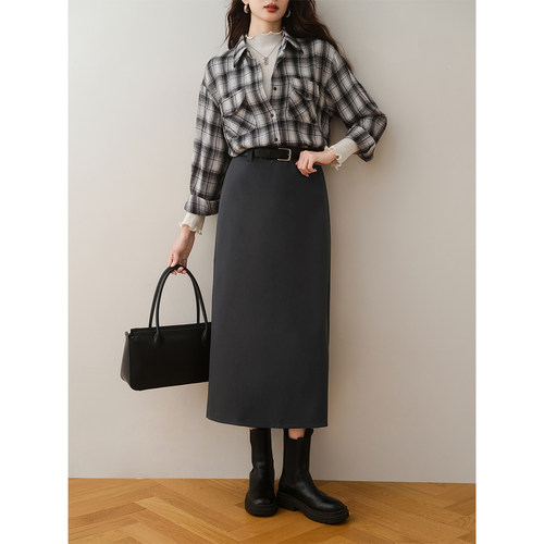 长裙直筒裙百搭H型后开叉半身裙