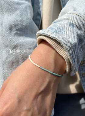 磨砂玻璃珠日系清新手链