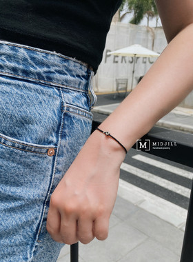 日系urbanvibe酷黑中性极简手链