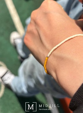 清爽活力柠檬黄撞色手链