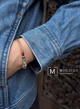 新品限量 earth tone大地色系渐变不规则复古彩色珠手工编织手绳