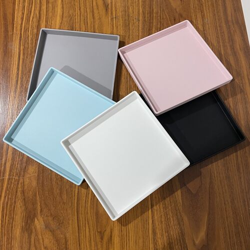 盘子密胺托盘磨砂正方形马卡龙色