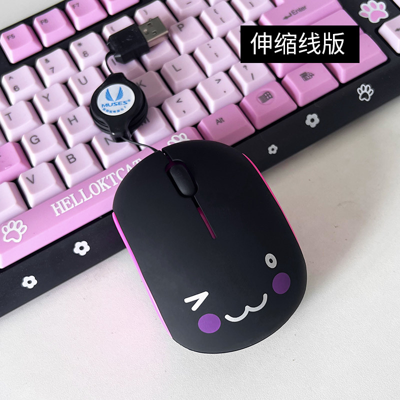 鼠标有线女生可爱无声静音台式机笔记本电脑通用小巧办公专用卡通图片