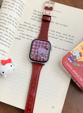 小蛮腰凯蒂猫环皮表带适用苹果applewatch11代10手表iwatch9876SE