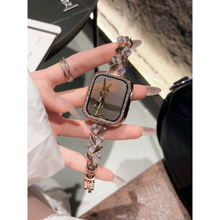 适用苹果手表表带GELVTIC女高级感watch10夏季 金属爱心皓石 新款