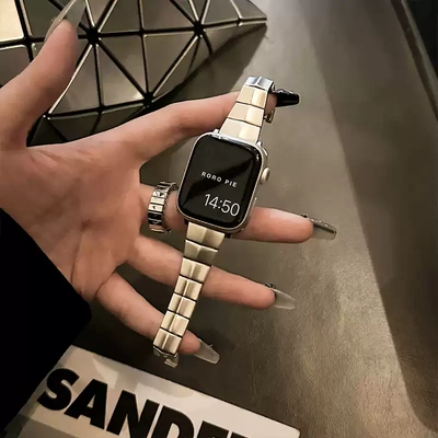 适用苹果手表iwatchs11表带春夏高级细金属创意applewatch8910SE3