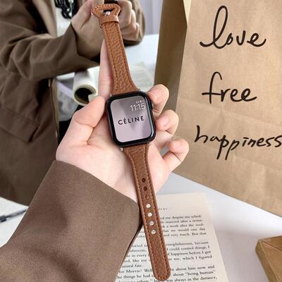 苹果手表带s8新款荔枝纹真皮夏天