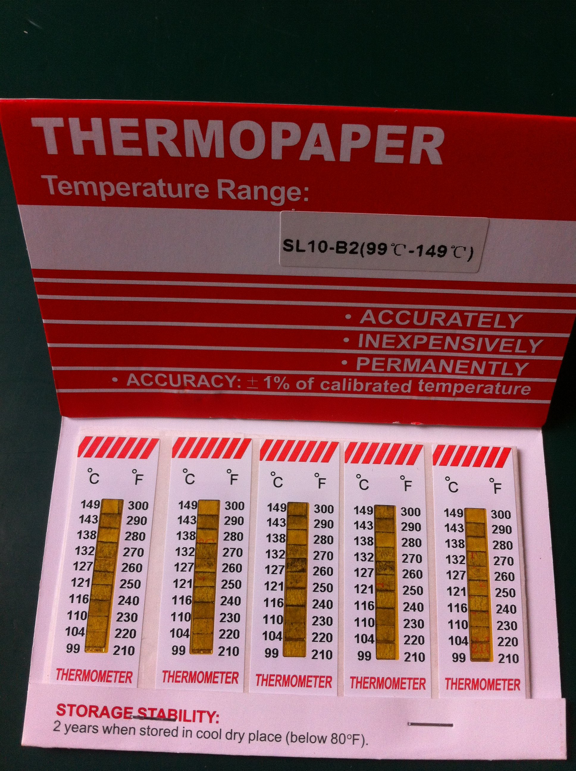 99-149度SL10-B2测温纸 THERMOPAPER热敏测温纸 表面温度指示条