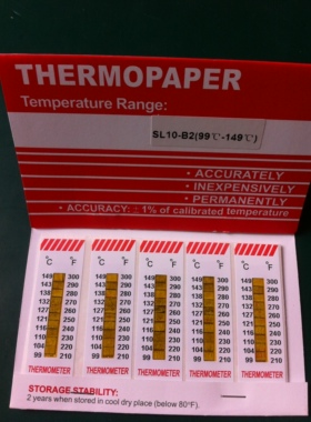 99-149度SL10-B2测温纸 THERMOPAPER热敏测温纸 表面温度指示条