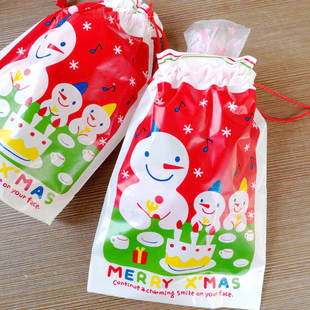 圣诞系列束口包装 袋扎口袋塑料袋礼品袋缎带精美巾着袋20枚装
