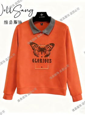 【秋冬银狐薄绒】 精致女性新款时尚百搭减龄休闲保暖卫衣#9967