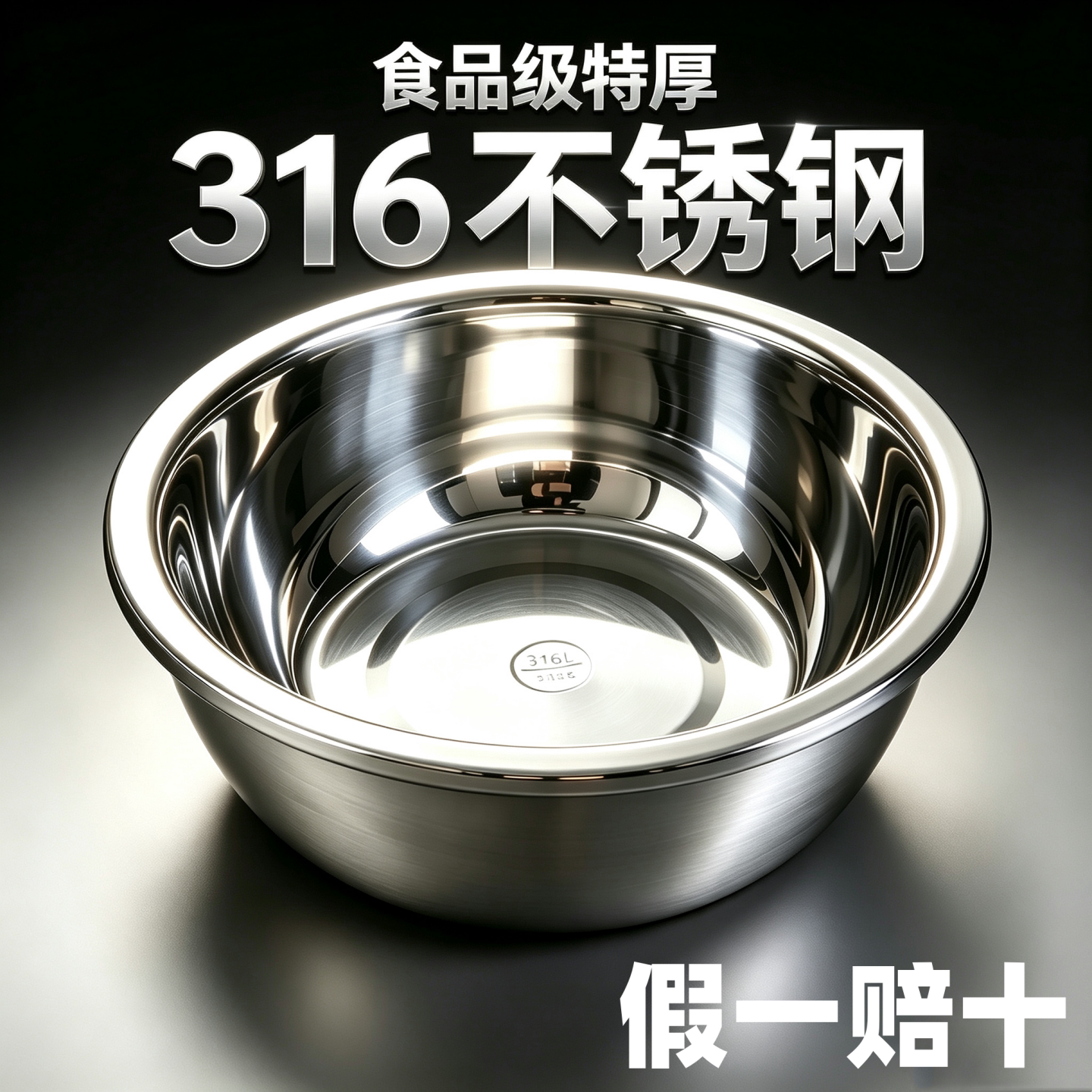 特厚316L不锈钢盆家用洗菜盆加深盆子食品级打蛋盆和面盆多用汤盆