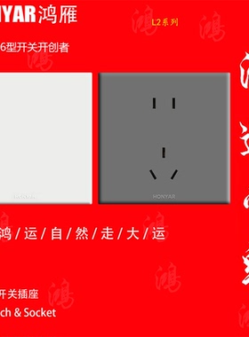 HONYAR鸿雁L2系列大板开关插座套装86型开关面板家用工装白色灰色
