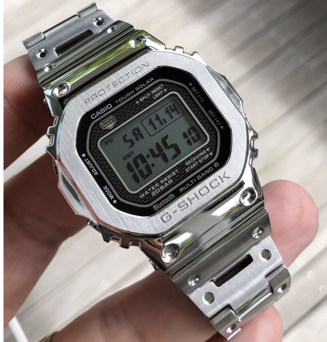 卡西欧g-shock35周年蓝牙电波方块小金块银块男表gmw-b5000d-1