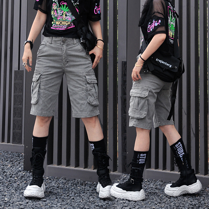 五分裤女裤2025夏季薄款情侣男女工装短裤户外休闲纯棉直筒中裤潮