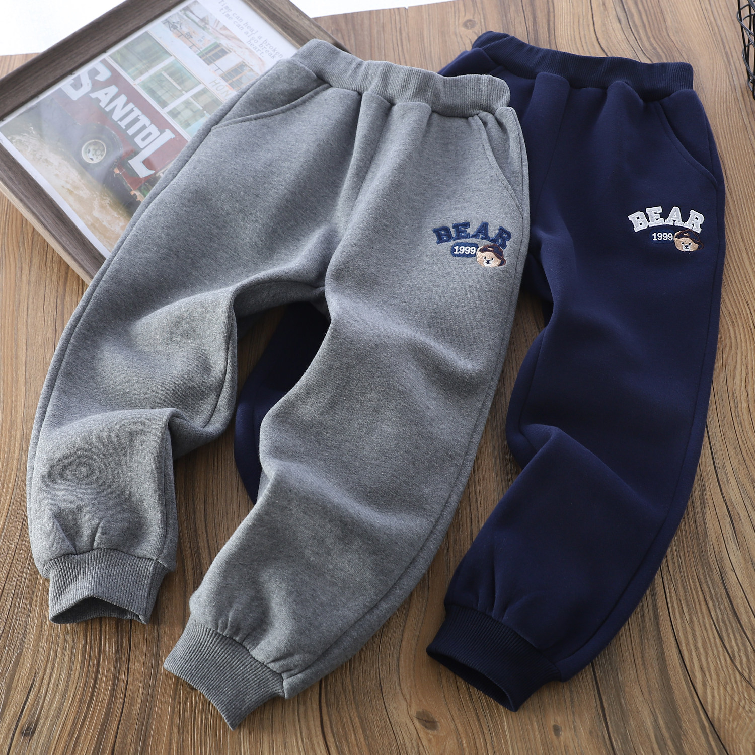 2025秋冬款男童松紧腰休闲加绒运动裤中大童百搭洋气保暖裤儿童裤