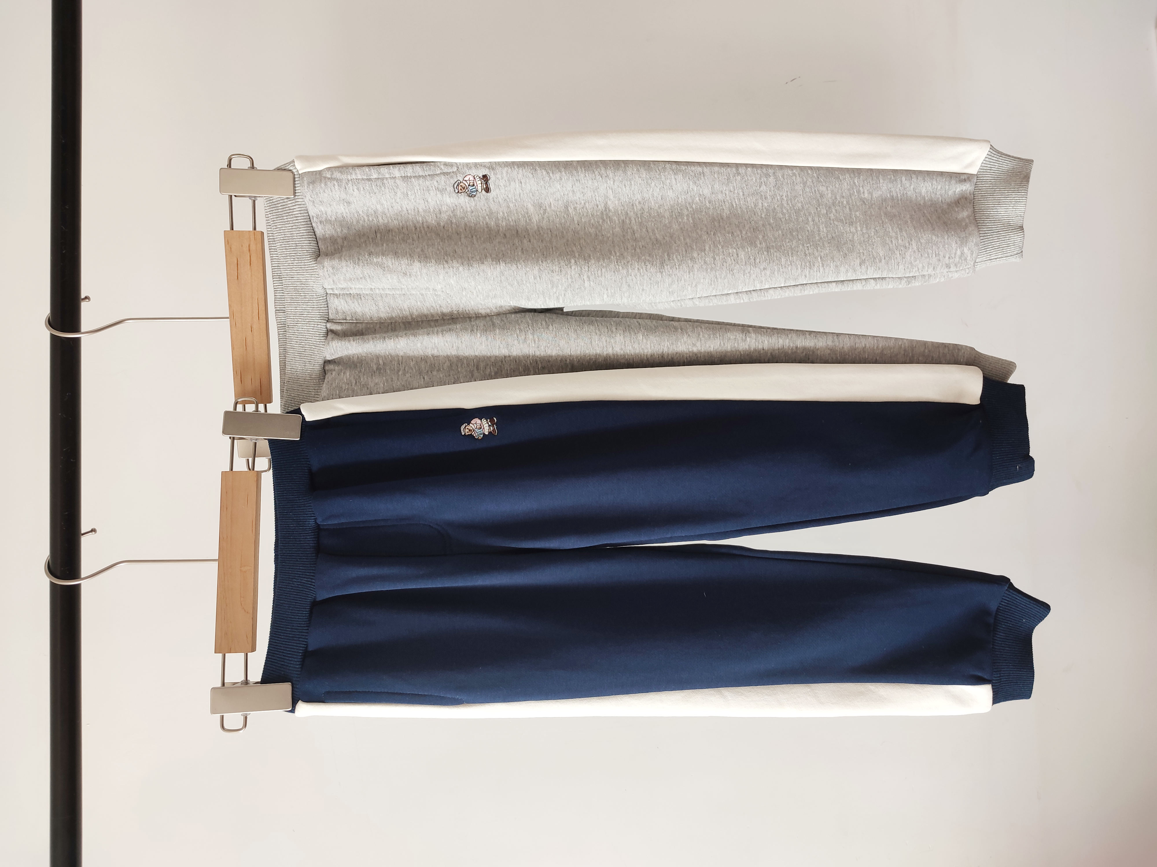 小熊童装春秋款女童两色毛圈运动裤中大童休闲洋气拼色裤儿童长裤