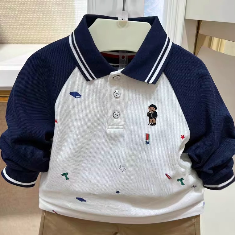 春秋款洋气满印纯棉打底POLO衫