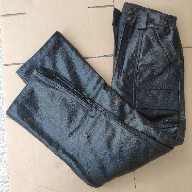 冬季男士皮裤牛皮骑行裤保暖防风