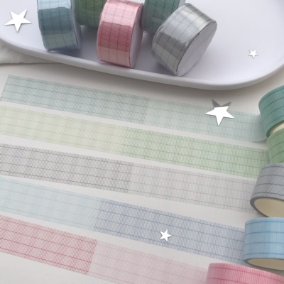 8hours不打烊双色法文格和纸手帐胶带分装基础款格子格纹系列胶带