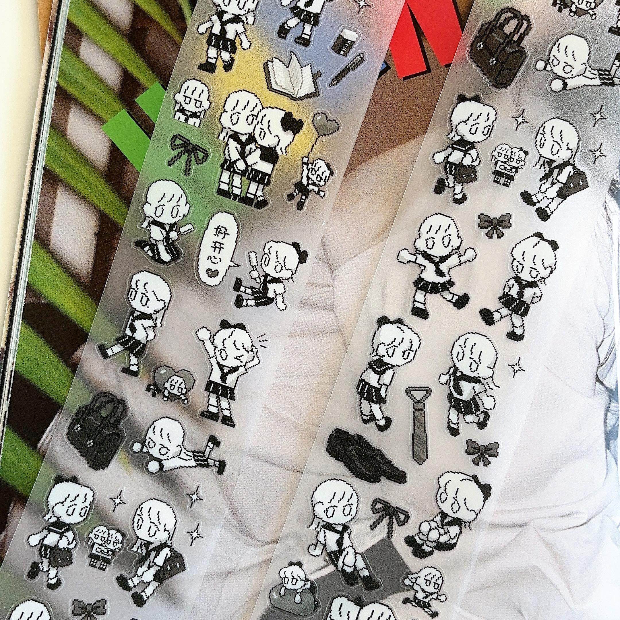 鹿拾三 水手服的夏天 漫画感循环分装切膜贴纸卷黑白手帐胶带新品