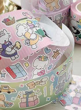 LanboKabu&李星星合作胶带分装折纸小世界邮递员家政模切贴纸卷