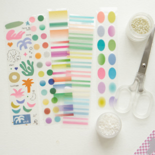 栗栗斯透明贴纸卷pvc胶带分装迷你圆点椭圆标记条渐变盐系新品