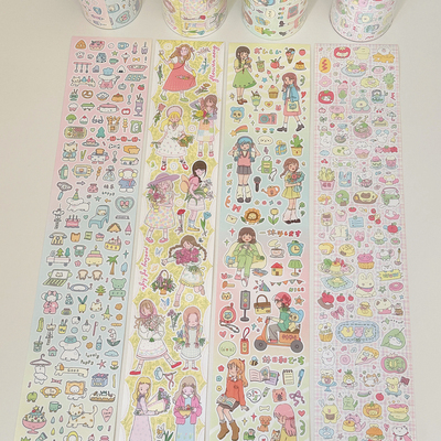 Springforth 李星星田园花事悠闲时光小狗切膜贴纸卷循环分装新品