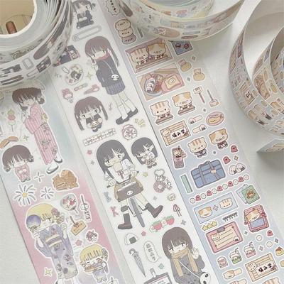 北北村日系校园夏日烟火切膜贴纸卷分装整循环咕卡手账装饰贴纸