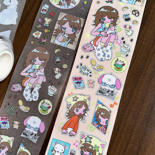 ACCIO×鸟鸟一coffee break贴纸卷制作咖啡人物y2k手账切膜免剪裁