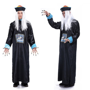 万圣节僵尸服装吸血鬼cosplay恐怖官服成人清朝古装男鬼衣太监服