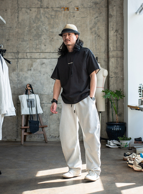 释觉男士宽松弯刀裤卫裤休闲直筒裤白色运动裤舒适百搭【限量款】