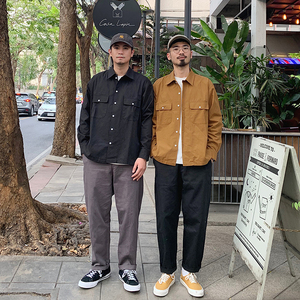 Equality 工装衬衫男长袖修身2021春秋季潮牌男士休闲衬衣外套