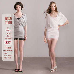 套装 Mess 短裤 辣妹收腰蕾丝运动v领露背上衣修身 女两件套 Studio