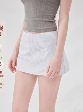 Mess Studio夏季小众裙子高腰显瘦白色半身裙女短裙辣妹直筒A字裙