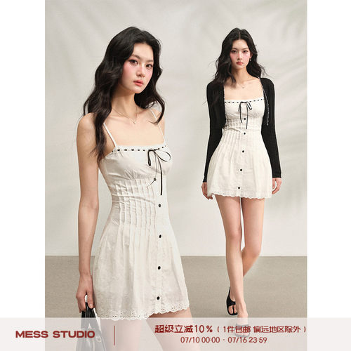 Mess Studio【7.07/20点上新 立减12%+95折】黑色绑带连衣裙+开衫