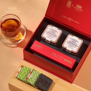 羊楼洞青砖茶米砖茶黑茶组合装60gX2罐轻奢型礼品茶湖北特产