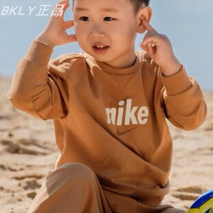 套装 HQ7913 长裤 耐克Nike小童儿童毛圈圆领套头运动休闲logo长袖