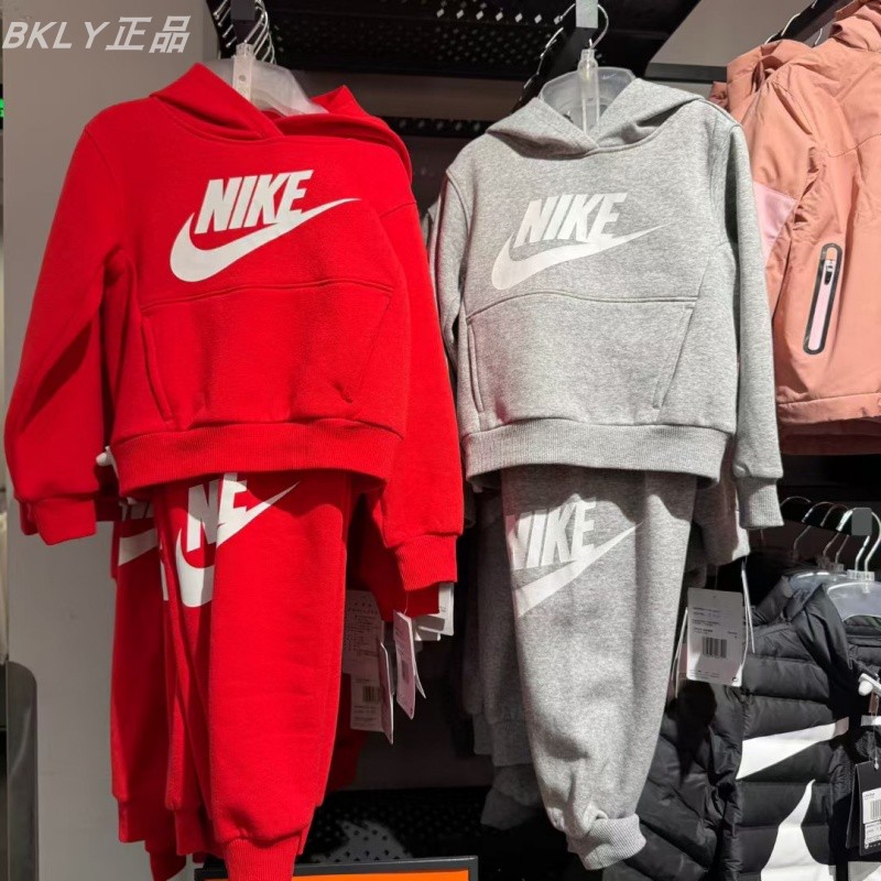Nike字母印花长袖卫衣儿童套装