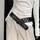 街头时尚 皮带 腰封裙子牛仔裤 重工朋克风铆钉腰带女宽版 设计感个性