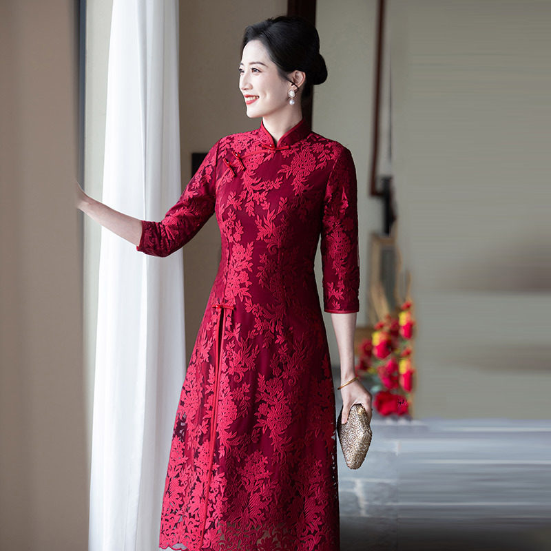 妈妈装结婚宴礼服年轻2025新款喜婆婆婚宴装旗袍丈母娘春夏季